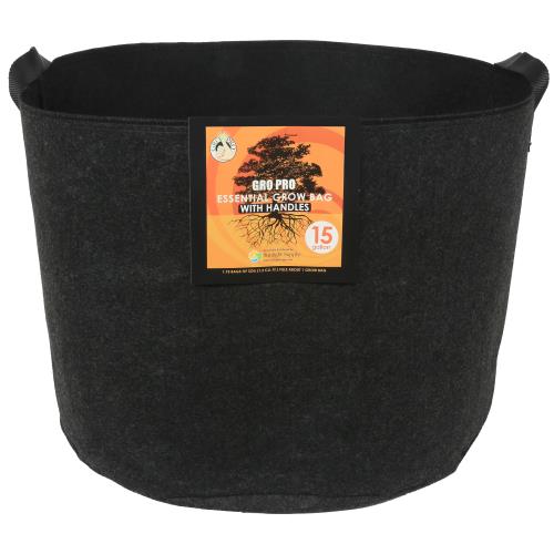 Gro Pro® Essential Round Fabric Pots with Handles - Black